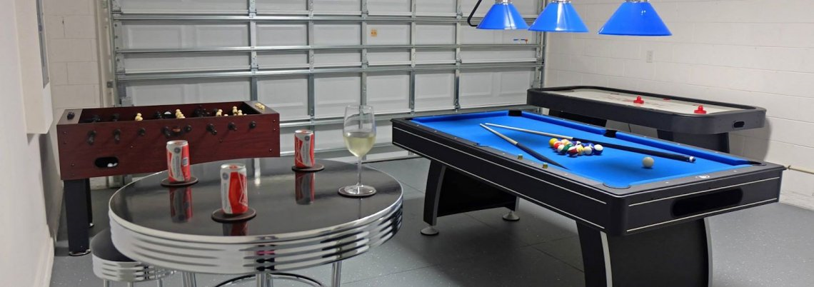Games room showing pool table and table football